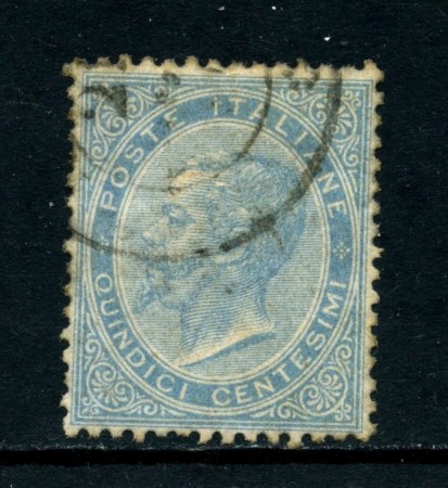 1863 - REGNO - 15c. CELESTE CHIARO  VITT. EMANUELE II° - USATO - LOTTO/26398