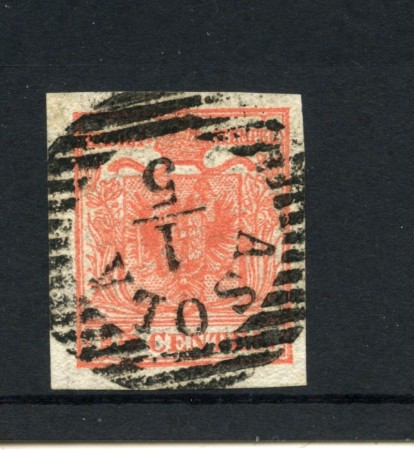 1852 - LOMBARDO VENETO - LOTTO/48310 - 15 CENT. ROSSO USATO ASOLA