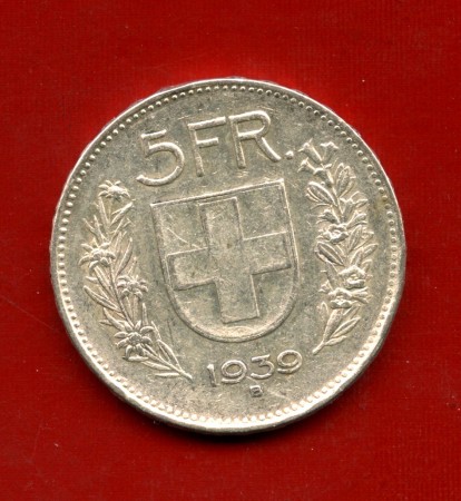 1939 - SVIZZERA - LOTTO/M43392 - 5 FRANCHI ARGENTO