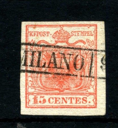 1850 - LOMBARDO VENETO - LOTTO/48303 - 15 CENT. ROSSO VERMIGLIO CHIARO USATO