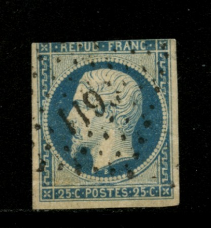 1852 - LOTTO/12897 - FRANCIA - 25c. AZZURRO LUIGI NAPOLEONE - USATO