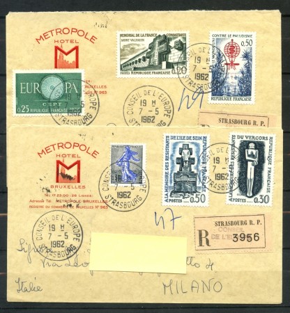 1962 - FRANCIA - MARTIRI RESISTENZA - 2 BUSTE RACCOMANDATE - LOTTO/26743