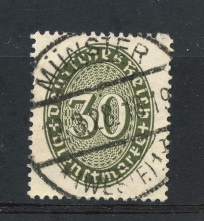 1927/28 - GERMANIA REICH SERVIZI - 30p. VERDE CIFRA IN OVALE - USATO - LOTTO/29280