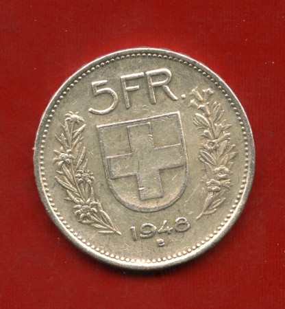 1948 - SVIZZERA - LOTTO/M43395 - 5 FRANCHI ARGENTO