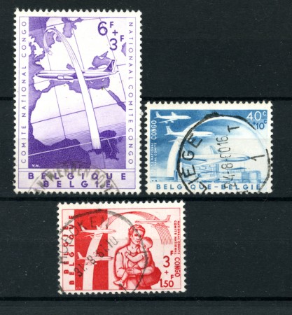 1960 - LOTTO/18010 - BELGIO - PONTE AEREO 3v. - USATI