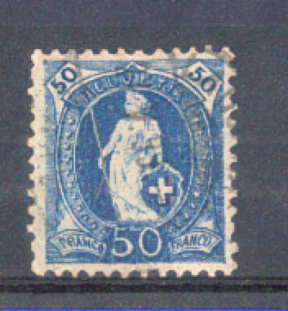 1882 - LOTTO/9910 - SVIZZERA - 50c. AZZURRO HELVETHIA - USATO