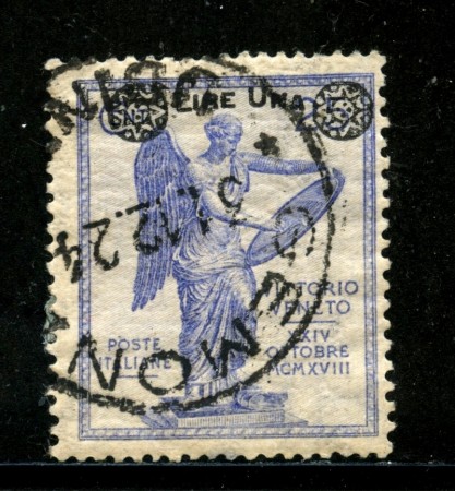 1924 - REGNO - 1 LIRA SU 25c. FRANCOBOLLO DELLA VITTORIA - USATO - LOTTO/29849