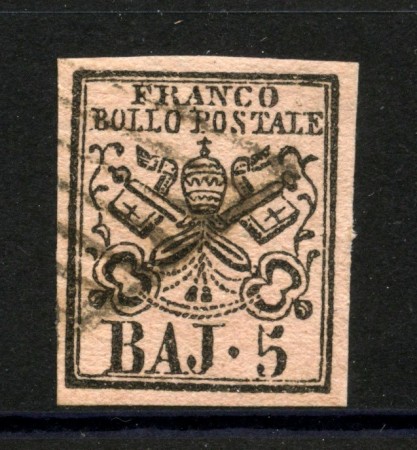 1852 - STATO PONTIFICIO - LOTTO/40349 - 5 BAJ  ROSA - USATO
