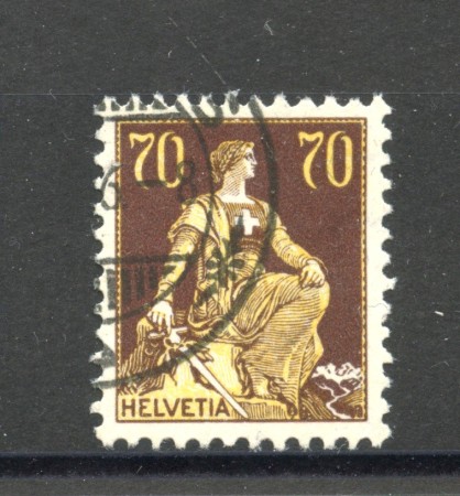 1908 - SVIZZERA - LOTTO/41663 -  70 CENT. BRUNO GIALLO HELVETIA SEDUTA - USATO