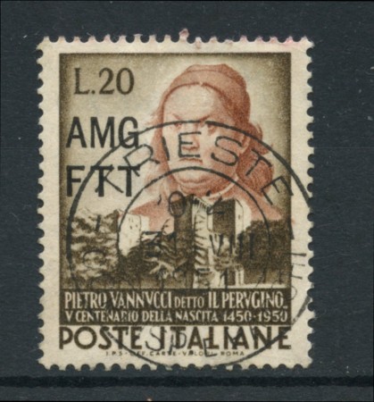 1951 - LOTTO/14695 - TRIESTE A - 20 Lire PIERO VANNUCCI PERUGINO - USATO