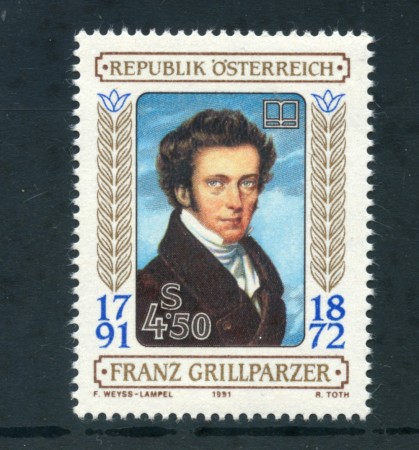 1991 - LOTTO/23455 - AUSTRIA - FRANZ  GRILLPARZER - NUOVO