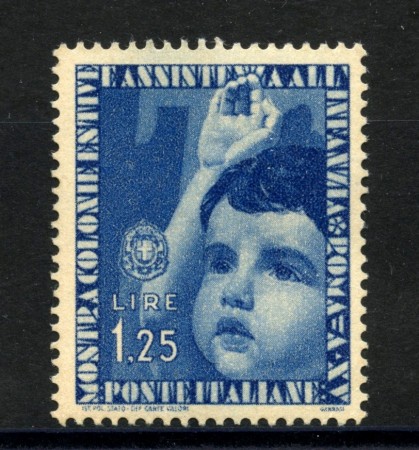 1937 - REGNO - 1,25  LIRE COLONIE ESTIVE CON TRACCIA DI LINGUELLA - LOTTO/36001