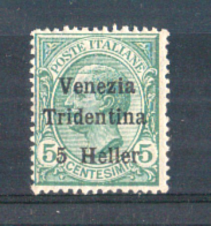 1919 - LOTTO/TNT28N - TRENTINO - 5h. SU 5 CENT. VERDE NUOVO