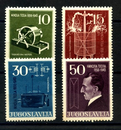 1956 - JUGOSLAVIA - NICOLA TESLA  4 v. - NUOVI- LOTTO/33803