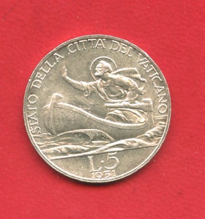 1931 - VATICANO - LOTTO/M40757 - 5 LIRE ARGENTO PAPA PIO XI°