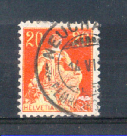 1908 - LOTTO/SVI119U - SVIZZERA - 20c. ROSSO E GIALLO - USATO