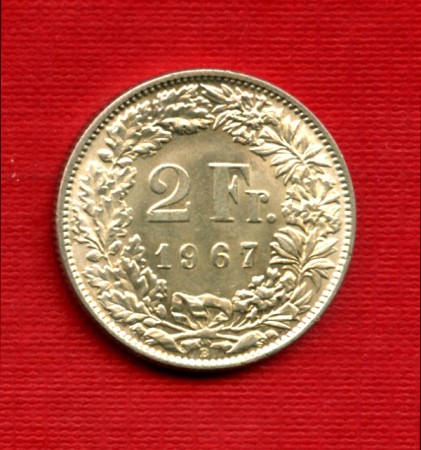 1967 - LOTTO/M21657 - SVIZZERA - 2 FRANCHI ARGENTO