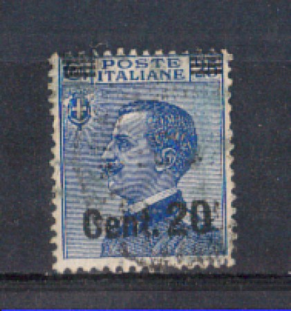 1924/25 - LOTTO/REG176U - REGNO - 20c. su 25c. AZZURRO - USATO
