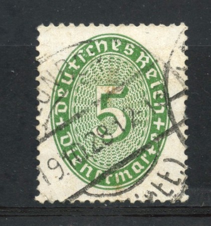 1927/28 - GERMANIA REICH SERVIZI - 5p. VERDE CIFRA IN OVALE - USATO - LOTTO/29277