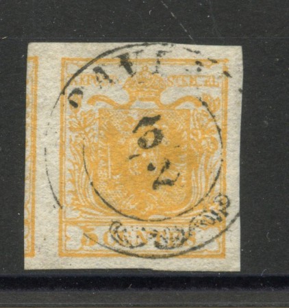 1852/56 - LOMBARDO VENETO - LOTTO/40480 - 5 Centesimi GIALLO ARANCIO - USATO PAVIA