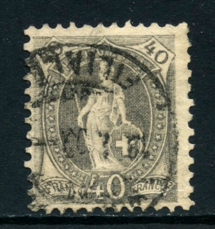 1882 - SVIZZERA - 40c. GRIGIO  ALLEGORIA - USATO - LOTTO/27046