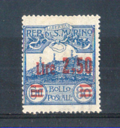 1926 - LOTTO/RSM122L - SAN MARINO - 2,50 SU 80c. AZZURRO LING.