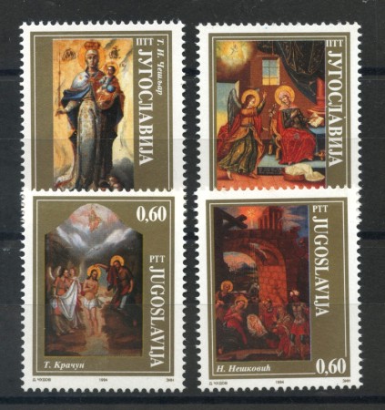 1994 - JUGOSLAVIA - ARTE SACRA DIPINTI 4v. - NUOVI - LOTTO/35415