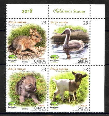 2018 - SERBIA REPUBBLICA - INFANZIA CUCCIOLI DELLO ZOO 4v. - NUOVI - LOTTO/35361