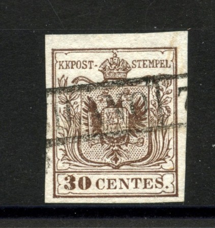 1853 - LOMBARDO VENETO - LOTTO/40503 - 30 Centesimi BRUNO SCURO II° TIPO - USATO 