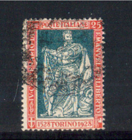 1928 - LOTTO/REG231U - REGNO - 25c. E. FILIBERTO  D.13 - USATO