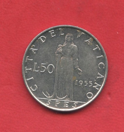 1955 - VATICANO - LOTTO/M48064 - 50 LIRE PAPA PIO XII°