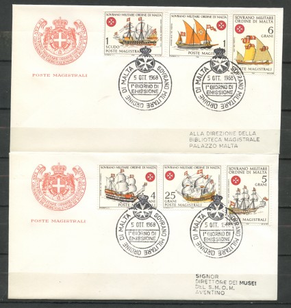 1968 - SOVRANO MILITARE DI MALTA - ANTICHE NAVI -  2 BUSTE FDC - LOTTO/30394