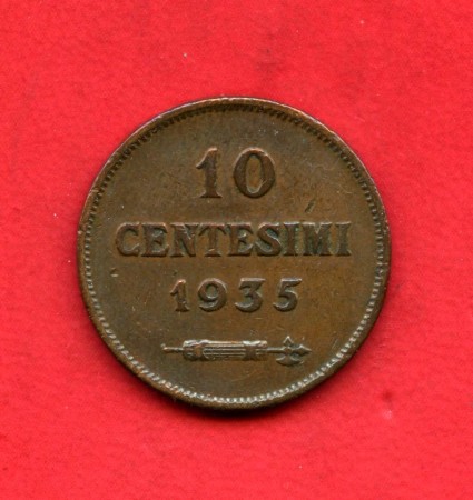 1935 - SAN MARINO - LOTTO/M47901 - 10 CENTESIMI BRONZO