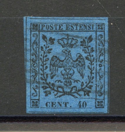 1852 - DUCATO DI MODENA - LOTTO/40214 - 40 cent.  AZZURRO SCURO - USATO
