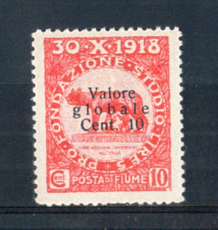 1919 - LOTTO/FIU91L - FIUME - 10c. ROSSO CARMINIO LING.