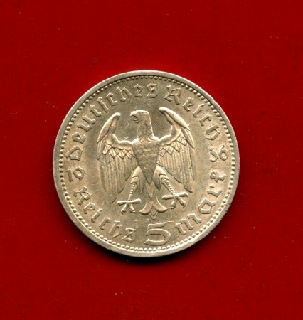 1936 - GERMANIA - 5 MARCHI HINDENBURG ARGENTO - ZECCA A - LOTTO/M30490
