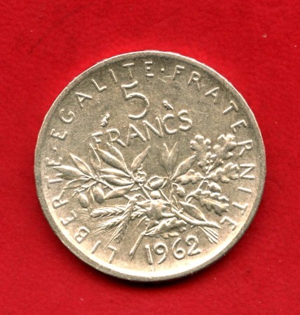 1962 - FRANCIA - LOTTO/M47566 - 5 FRANCHI ARGENTO LIBERTE EGALITE FRATERNITE