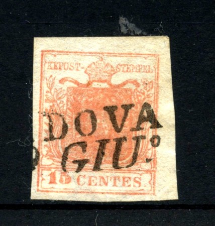 1850 - LOMBARDO VENETO - LOTTO/48309 - 15 CENT. ROSA CARNICINO  USATO PADOVA