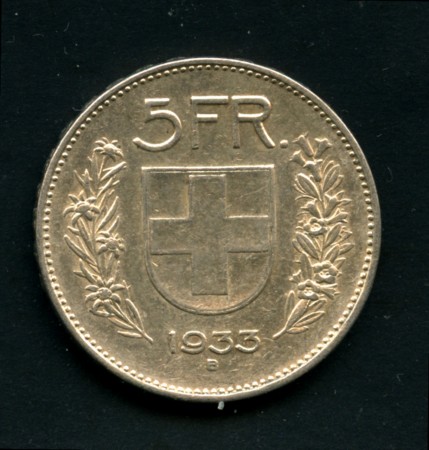 1933 - LOTTO/M14668A - SVIZZERA - 5 FRANCHI ARGENTO