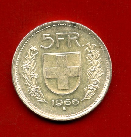 1966 - SVIZZERA - LOTTO/M43396 - 5 FRANCHI ARGENTO