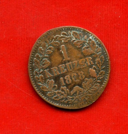 1868 - GERMANIA BADEN - LOTTO/M47490 - 1 KREUZER  RAME