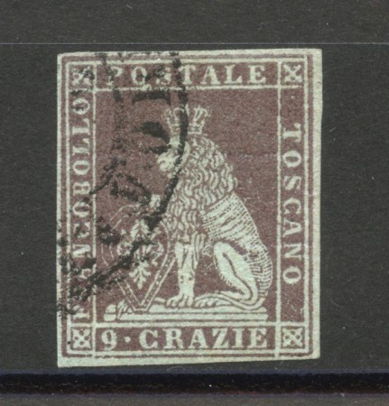 1851/52 - TOSCANA - LOTTO/40285 - 9 CRAZIE BRUNO VIOLACEO - USATO