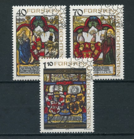 1979 - LOTTO/23205 - LIECHTENSTEIN - VETRATE CON STEMMI 3v. - USATI