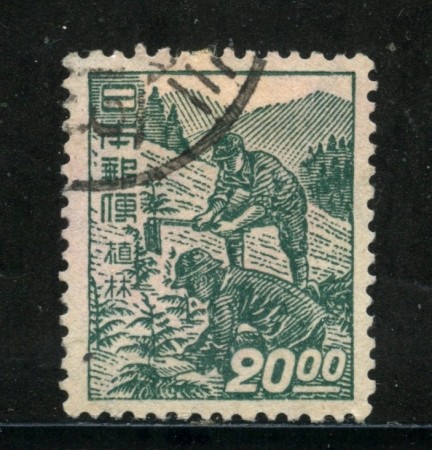 1948/49 - GIAPPONE - 20y. VERDE LAVORO - LOTTO/29765