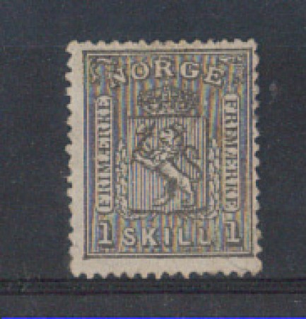 1867/68 - LOTT0/NORV11U - NORVEGIA - 1 Sk. GRIGIO NERO - USATO