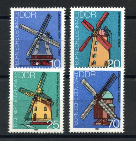 1981 - GERMANIA DDR - MULINI A VENTO 4v. - NUOVI - LOTTO/36591