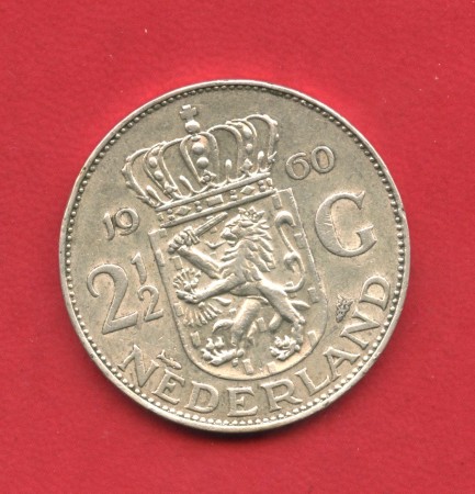 1960 - OLANDA - LOTTO/M39187 -  2,5 GULDEN ARGENTO REGINA GIULIANA