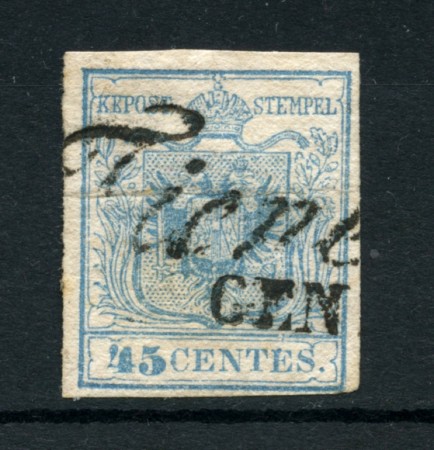 LOMBARDO VENETO - 1850 - 45 cent. AZZURRO - USATO