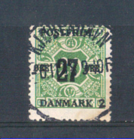 1918 - LOTTO/DAN100U - DANIMARCA - 27 su 20 ore VERDE - USATO