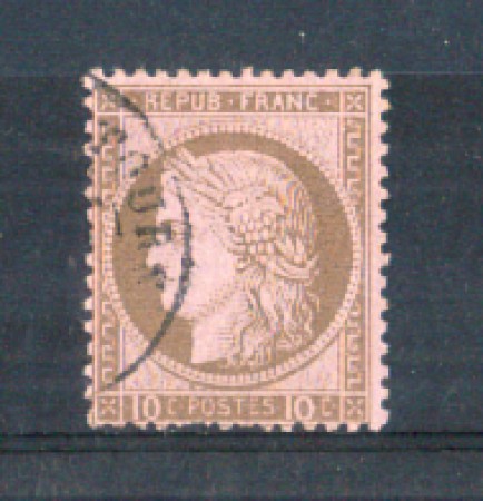 1871/75 - LOTTO/FRA54U1 - FRANCIA - 10c. BRUNO SU ROSA - USATO